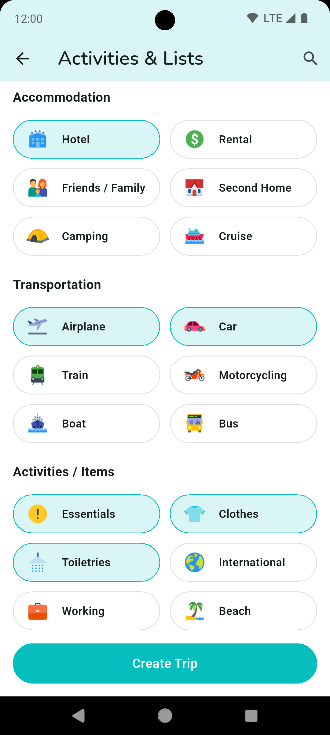 Packr available in more than 30 languages, with activities and ready-made lists
